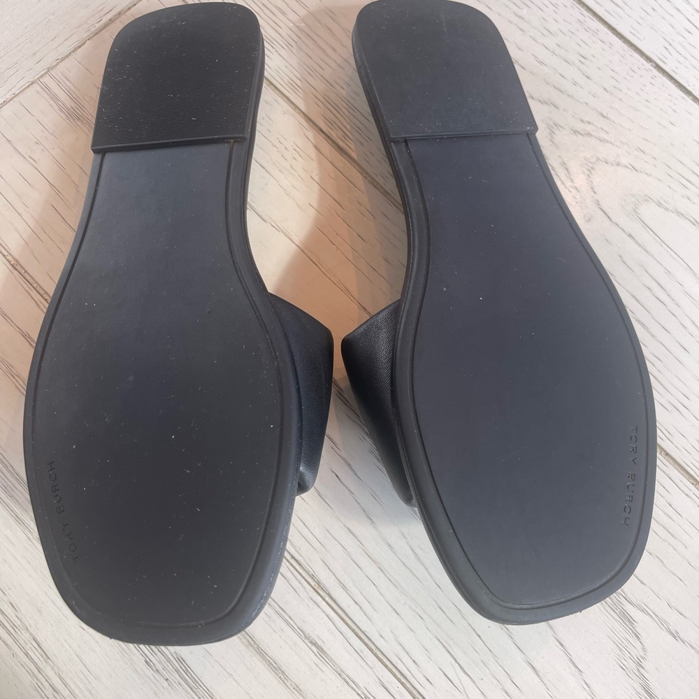 Gorgeous Tory Burch Black Leather Slides with Gold Detailing! - Picture 7 of 14